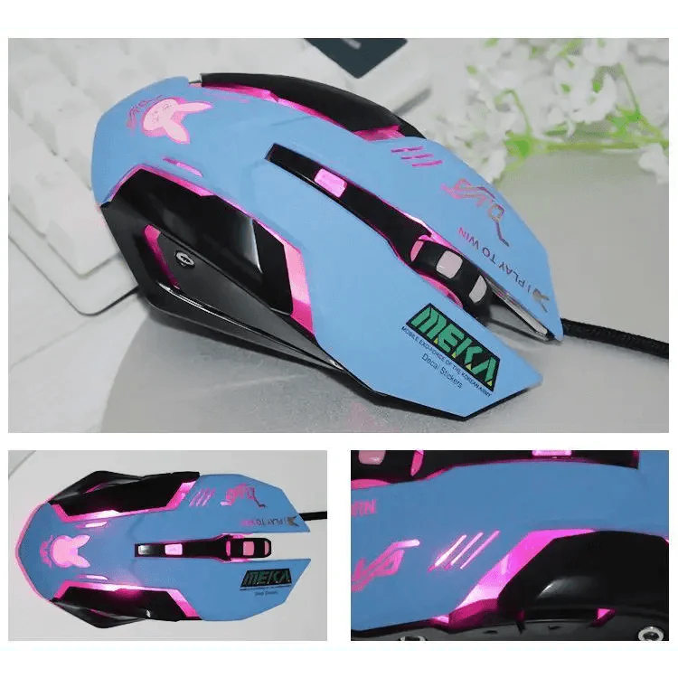 Gaming USB Wired Mouse Pink Computer Professional 2400 DPI Mouse