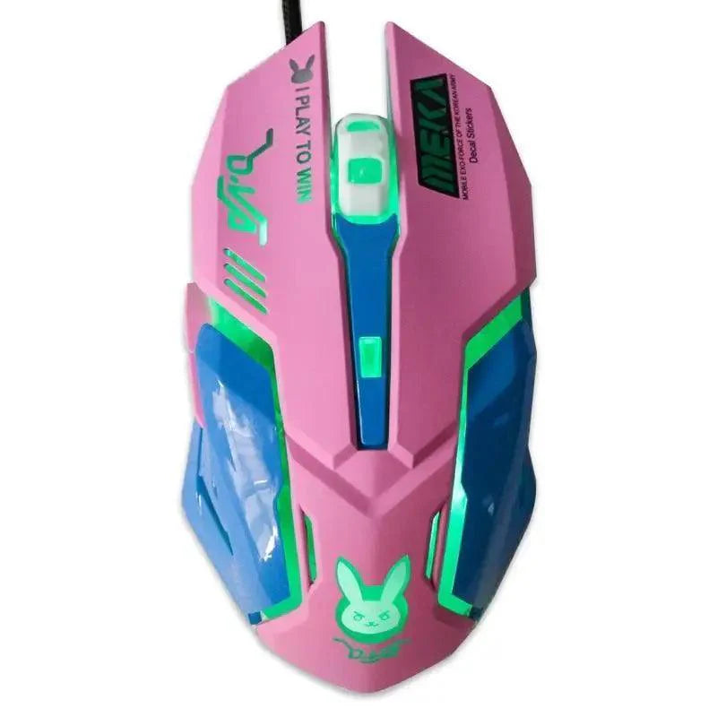 Gaming USB Wired Mouse Pink Computer Professional 2400 DPI Mouse