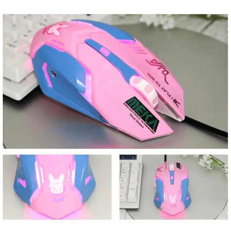 Gaming USB Wired Mouse Pink Computer Professional 2400 DPI Mouse