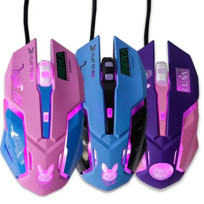 Gaming USB Wired Mouse Pink Computer Professional 2400 DPI Mouse