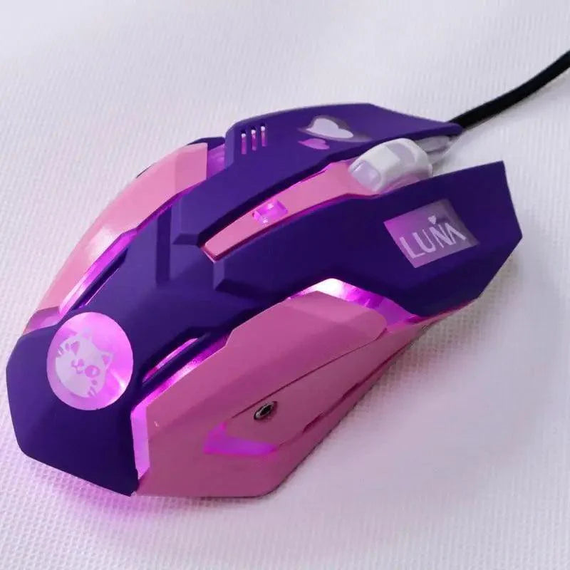 Gaming USB Wired Mouse Pink Computer Professional 2400 DPI Mouse