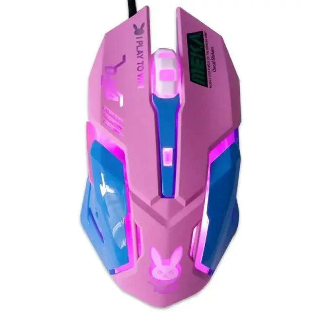 Gaming USB Wired Mouse Pink Computer Professional 2400 DPI Mouse