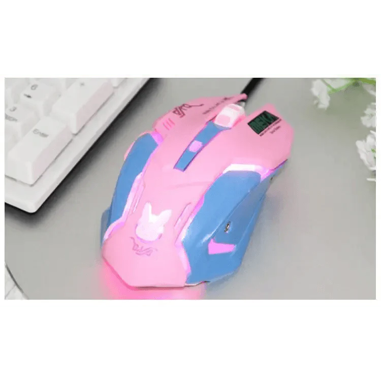 Gaming USB Wired Mouse Pink Computer Professional 2400 DPI Mouse