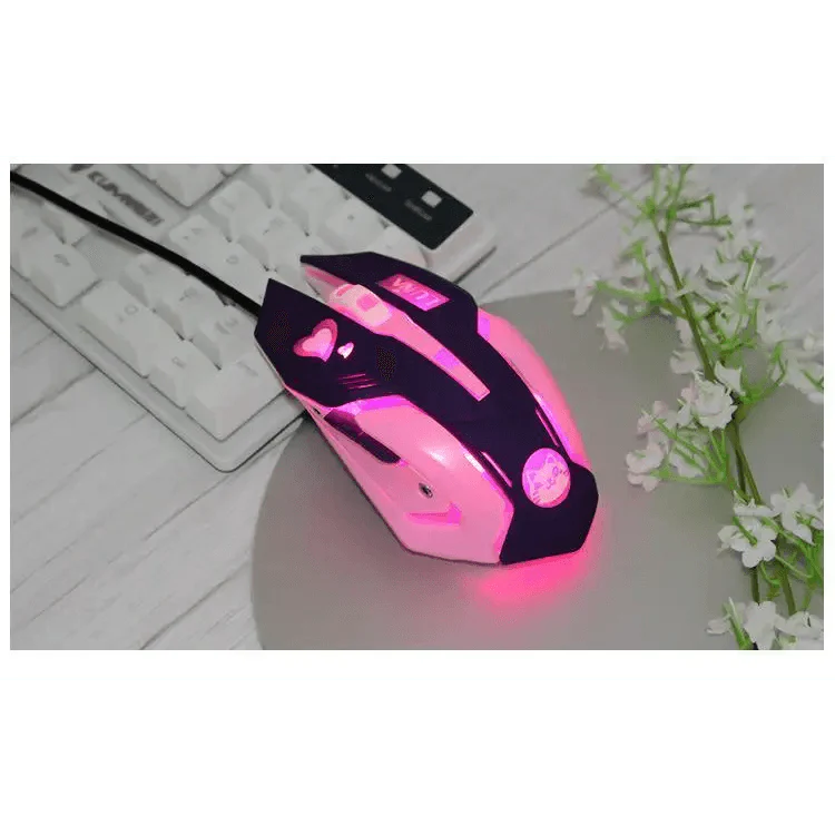 Gaming USB Wired Mouse Pink Computer Professional 2400 DPI Mouse